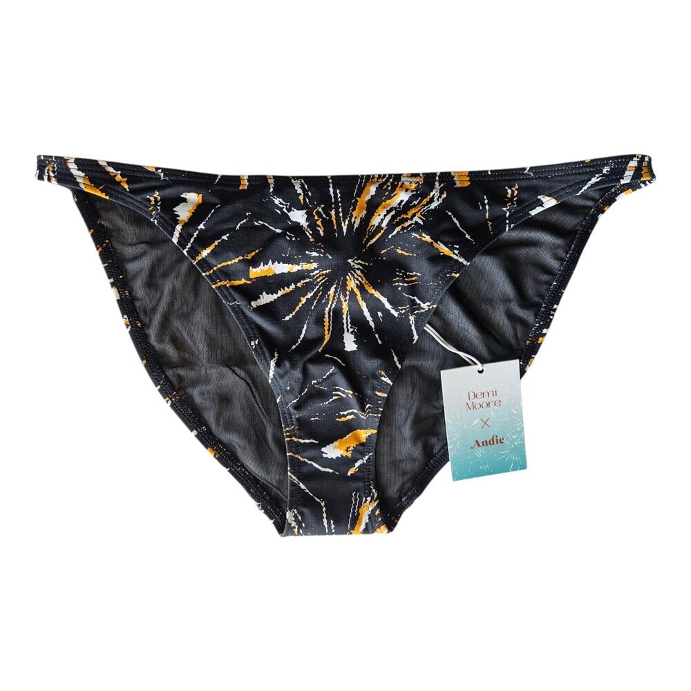 ANDIE x DEMI MOORE Swim Women's L Tropez Bottom Bikini Fireworks Black AB420 NEW